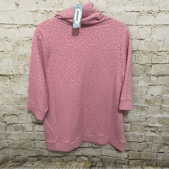NWT National Pink Printed Cowl Neck 3/4 Sleeve Sweater - Picture 3 of 5
